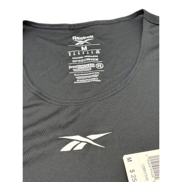 Reebok Workout Men's Side Stripe mesh Tank Night Black, Sz M - Picture 7 of 11